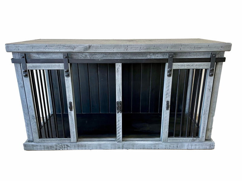 Distressed Gray Dog Crate
