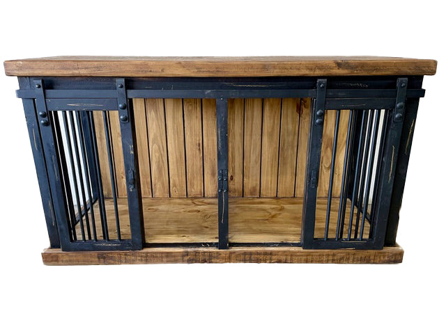 Distressed Black Dog Crate