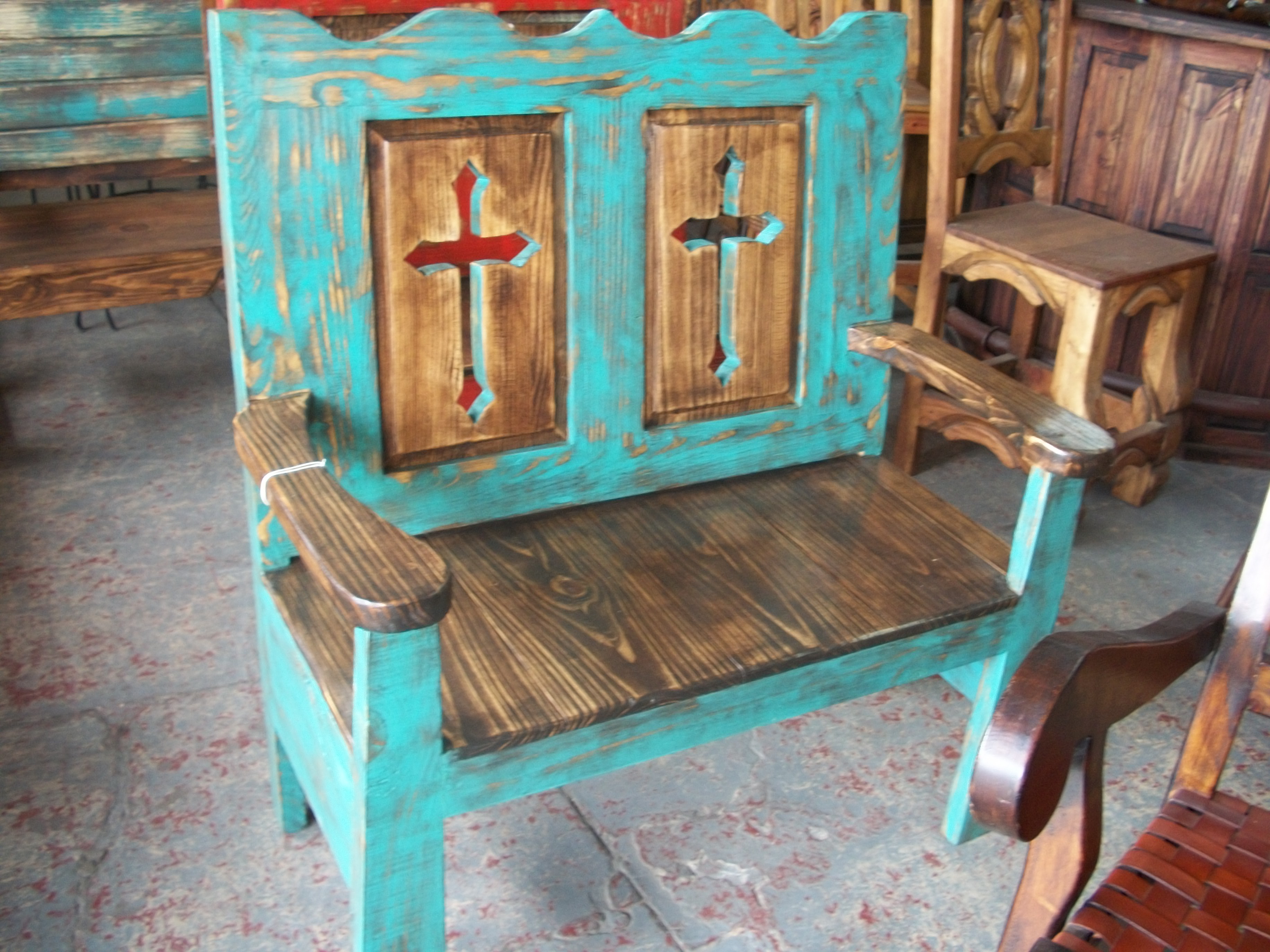 Turquoise Entry Or Porch Bench Monterrey Rustic Furniture
