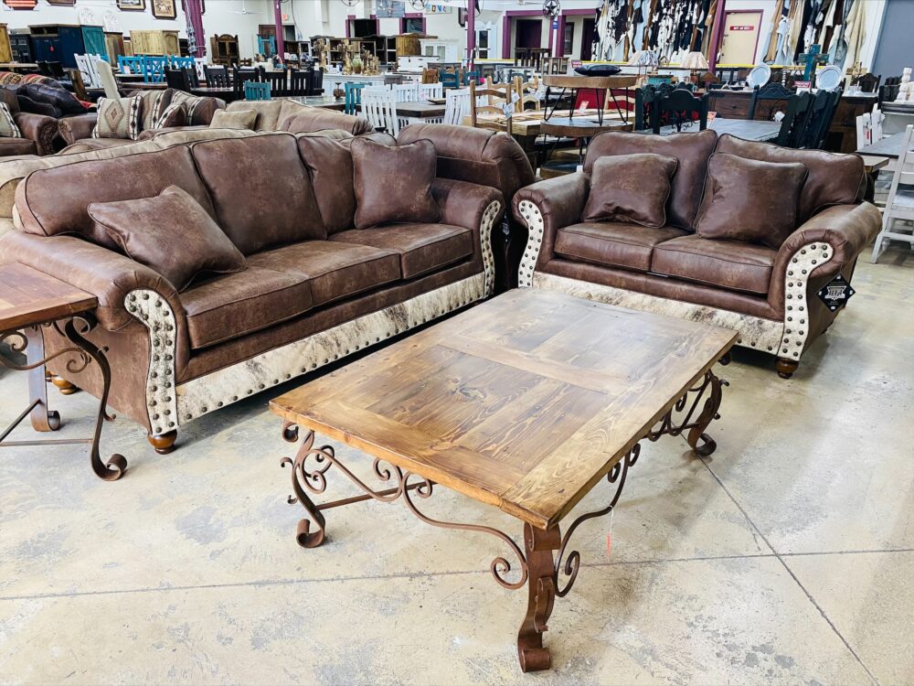 rustic leather sofa set