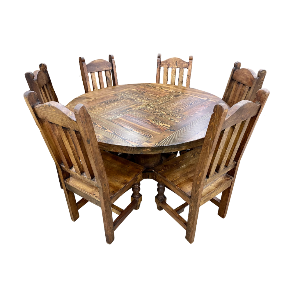 Reclaimed Wood Round Dining Room Set