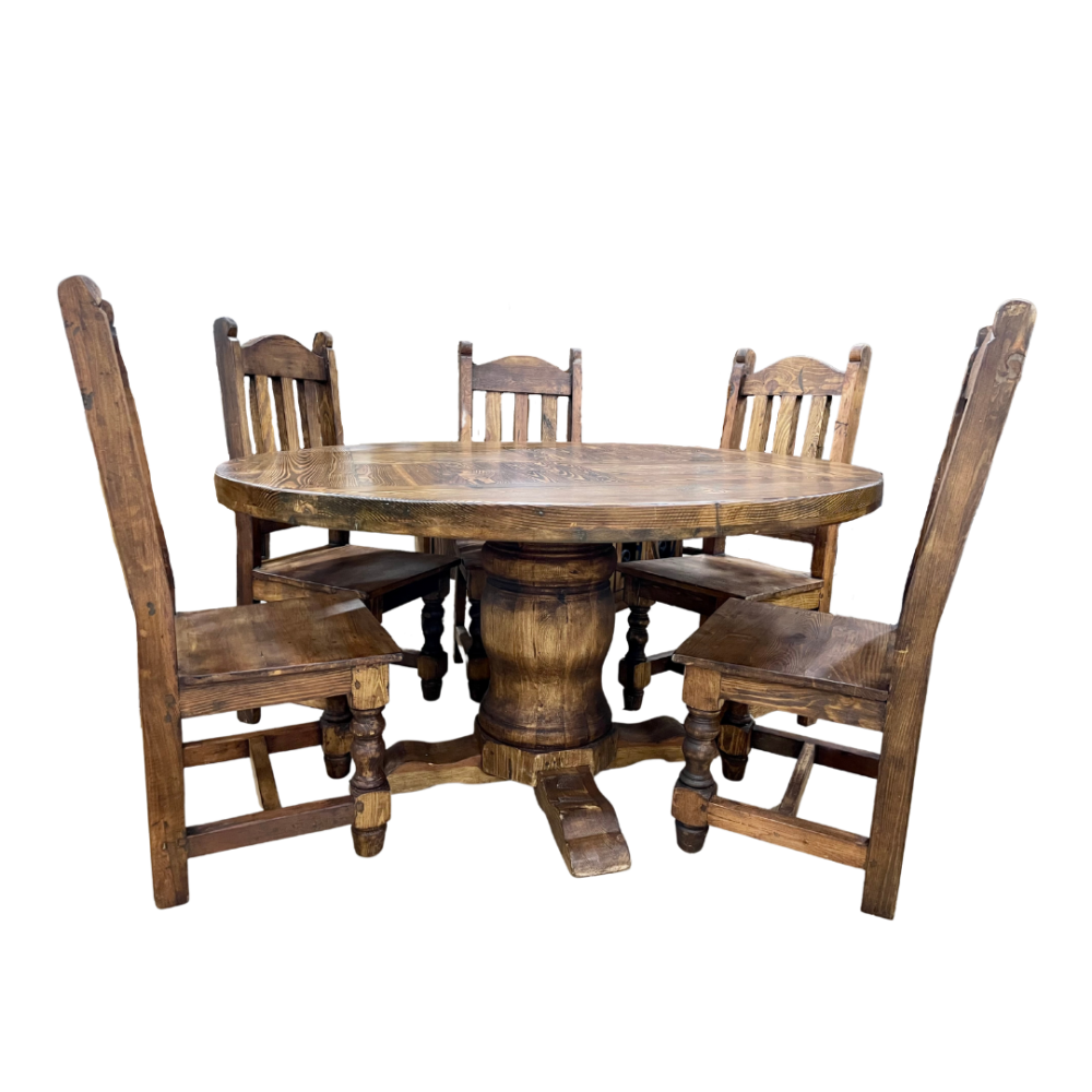 Reclaimed Wood Round Dining Room Set