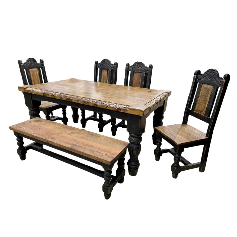 New Hand Carved Reclaimed Wood Dining