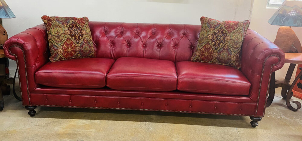 Handcrafted by Mayo Full Grain Leather Tufted Sofa