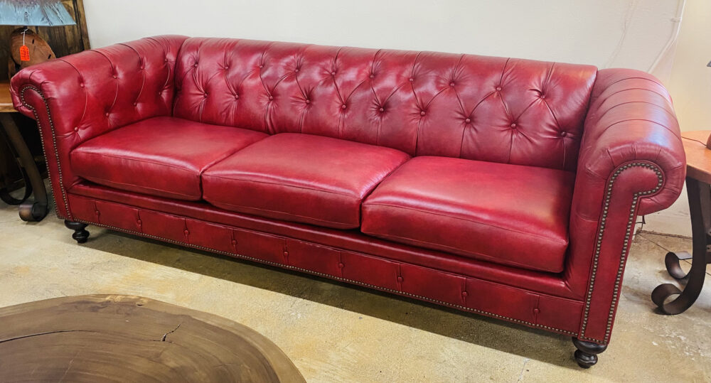 Handcrafted by Mayo Full Grain Leather Tufted Sofa
