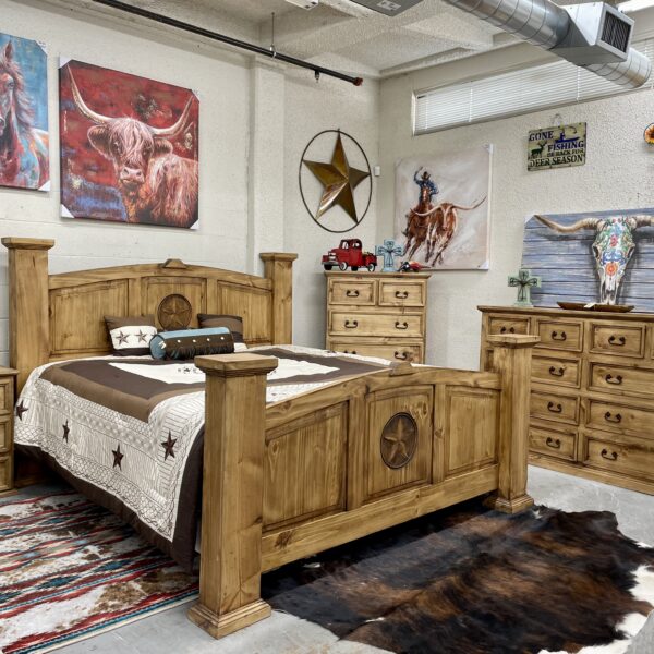 Mansion King Size Bedroom Set w/ Texas Stars (MD Finish)