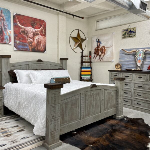 Mansion King Size Bedroom Set (Weathered Farmhouse Gray)